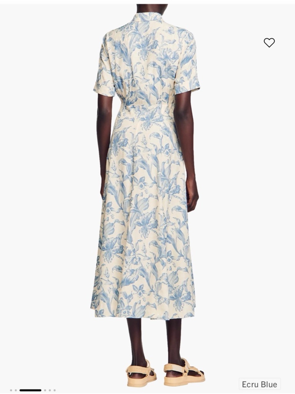 Sandro Josephine Collar Shirt Dress Contrasting Midi Dress Floral (MSRP: $455) - Picture 4 of 9